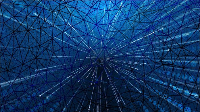 imagens de transformação digital com predominância de feixes de luzes nas cores azul, preta, verde e branco